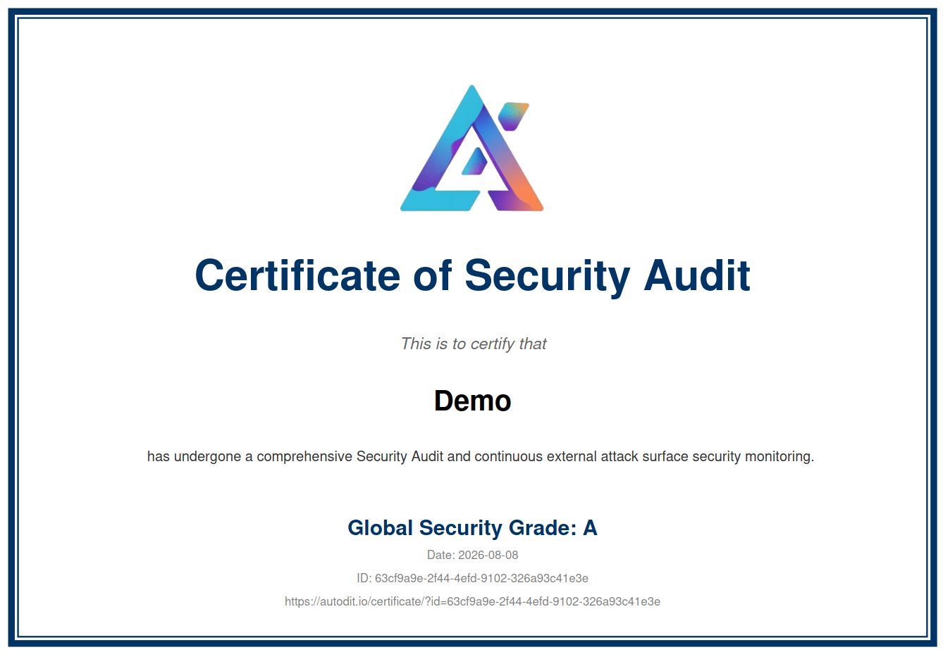 Security audit certificate